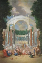 Die Haine von Versailles. Blick auf die Kolonnade mit Apollo und den Nymphen